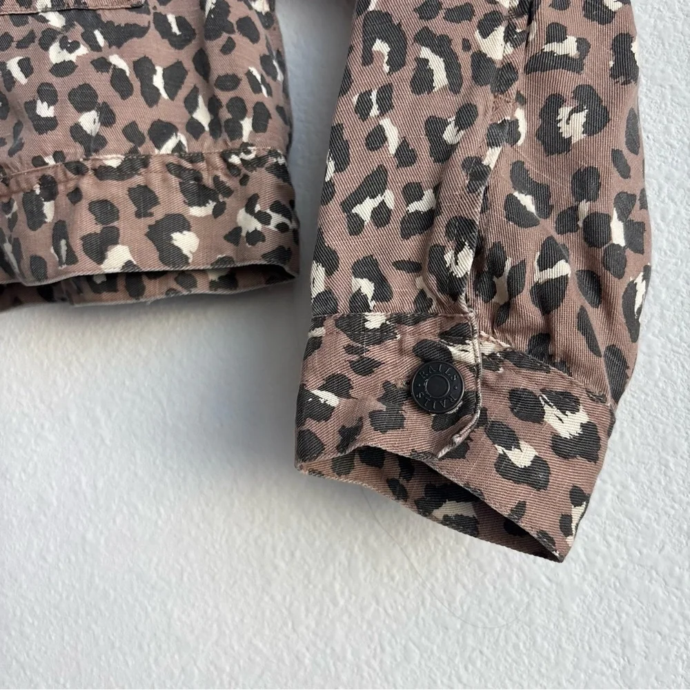 Rails Steffi Mountain Leopard-Print Cropped Button Up Jacket TencelLyocell Linen
